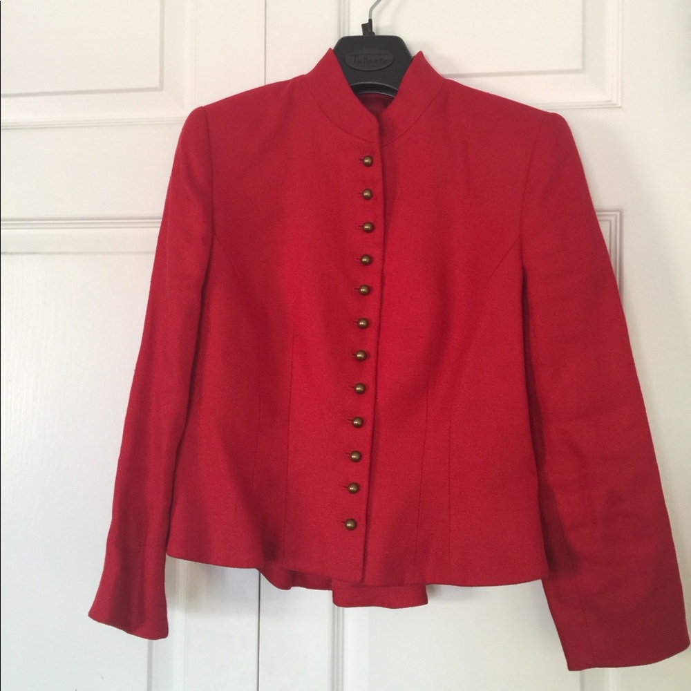 Lauren Ralph Lauren Red Button-Front Blazer Jacket